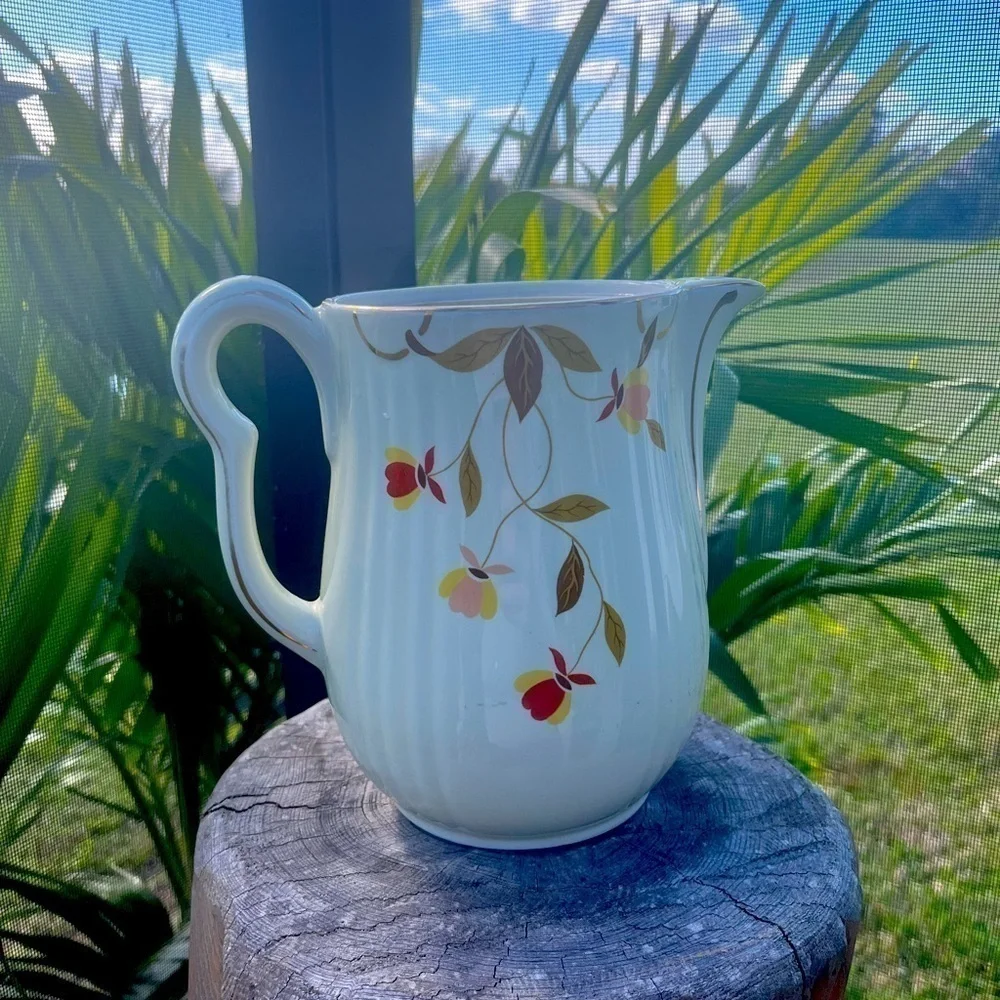 Porcelain Autumn Leaf Pitcher, Hall Superior Quality Kitchenware, Mary Dunbar